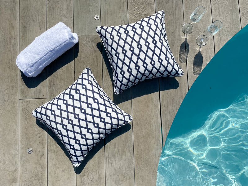 Anemone - Waterproof Outdoor Garden Cushion - Navy Blue