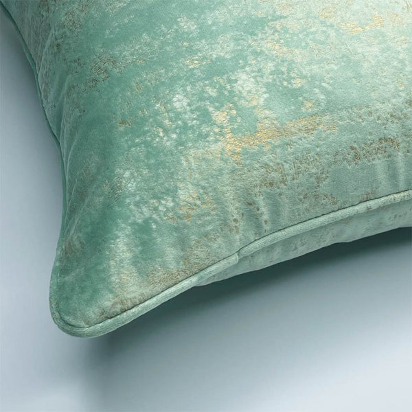 Aurum - Gold Flecks Velvet Velour Cushion - Turquoise