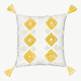Camilo - 100% Cotton Tufted Cushions with Tassels - Yellow