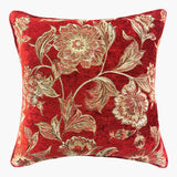 Cassia - Large Red Jacquard Floral Cushion