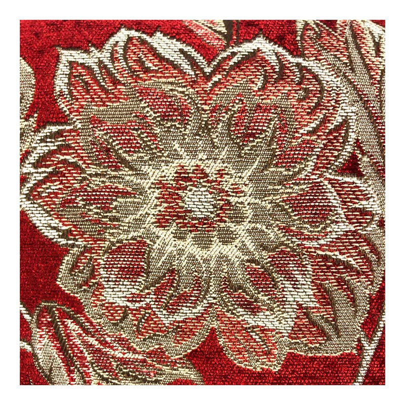 Cassia - Large Red Jacquard Floral Cushion