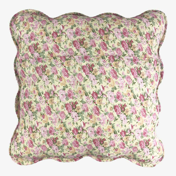 Iris - 100% Cotton Quilted Patchwork Floral Cushions - Red