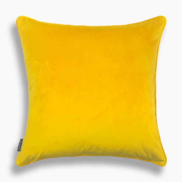 Monte - Embroidered Bee Velvet Velour Cushion - Yellow