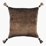 Nario - Chenille Sheen Cushion with Tassels - Brown