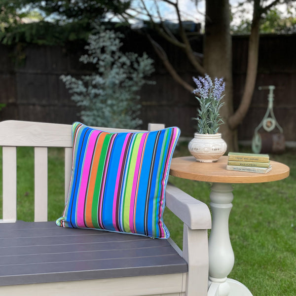 Pascal - Striped Waterproof Outdoor Garden Cushion - Rainbow