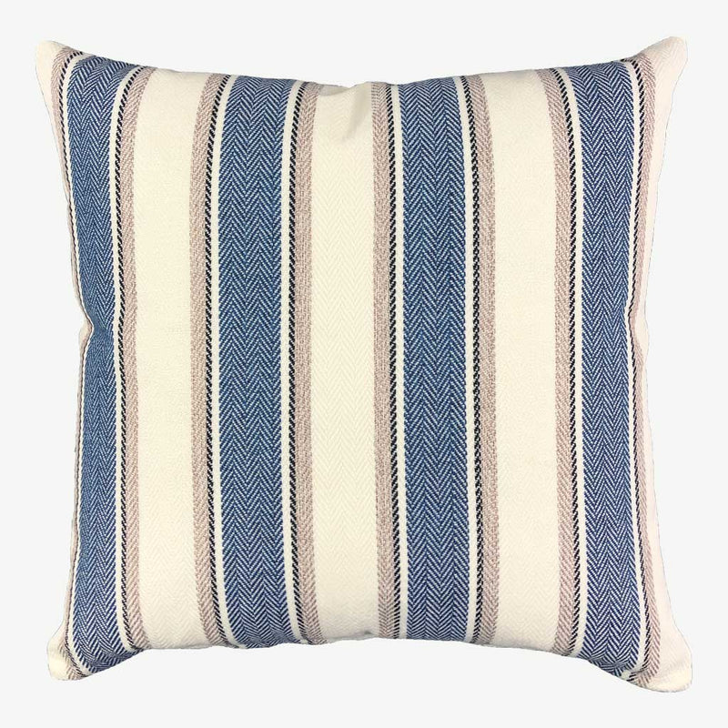 Roman - Hard-Wearing Striped Cushion - Blue