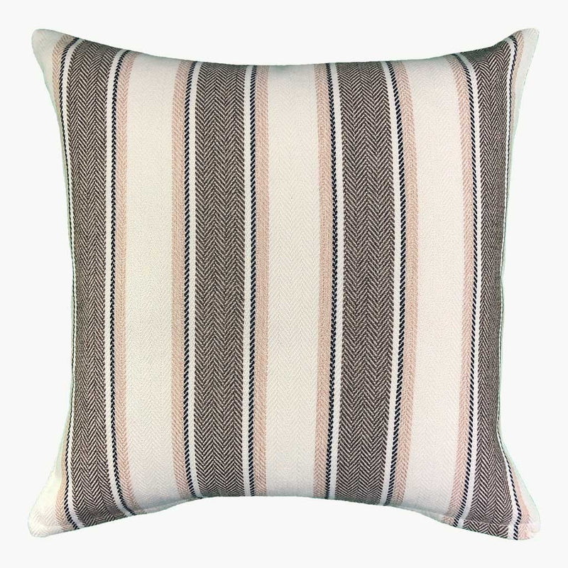 Roman - Hard-Wearing Striped Cushion - Brown