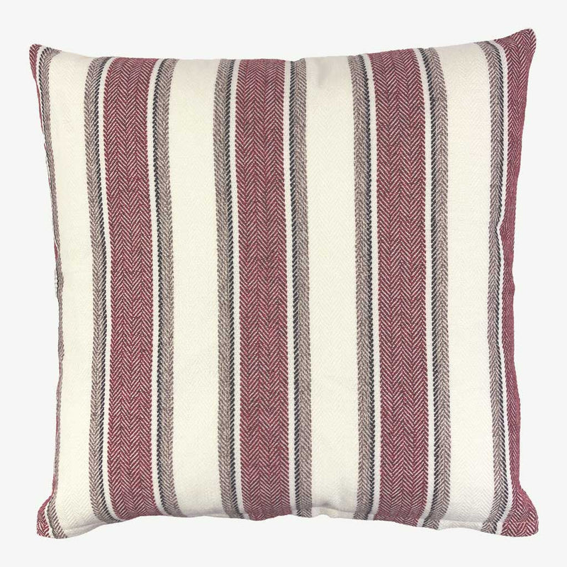 Roman - Hard-Wearing Striped Cushion - Red