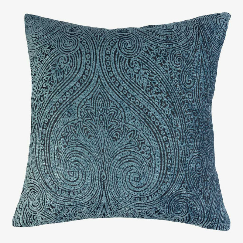 Wervel - Black Cushion with Textured Blue Swirl Pattern
